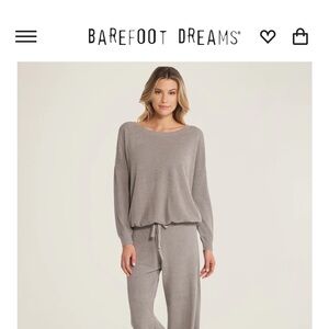 Barefoot Dreams slouchy pullover in gray (beach rock)! Size small NWT